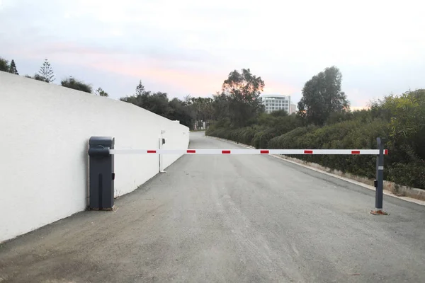 parking barrier system, automatic car park security system. barrier to the closed area of the hotel.