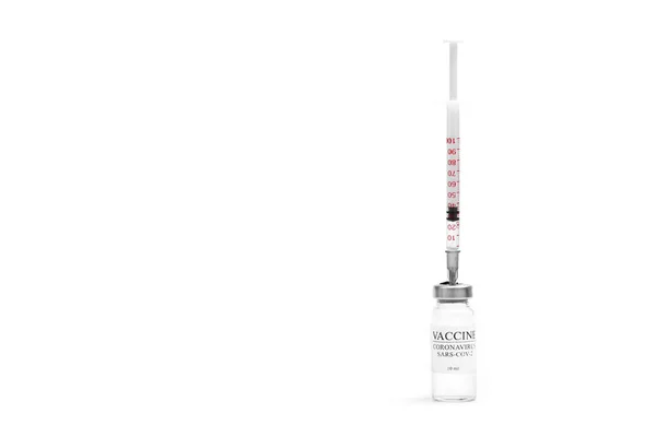 Medicine Bottle Coronavirus Vaccine Covid Medical Glass Vial Syringe Vaccination — Stock Photo, Image
