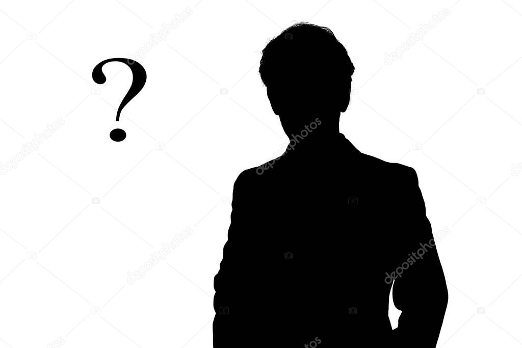 silhouette of a man on a white background. mysterious photo of a man. mysterious man. who is he.