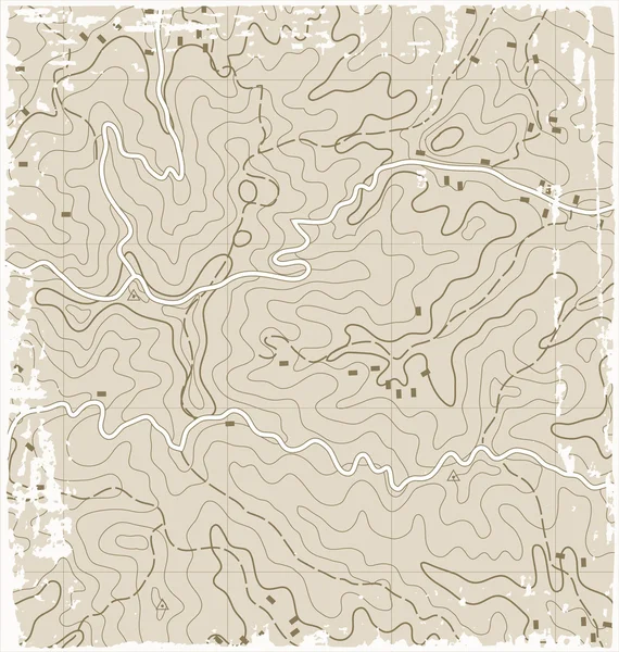 Mapa topográfico antiguo — Vector de stock