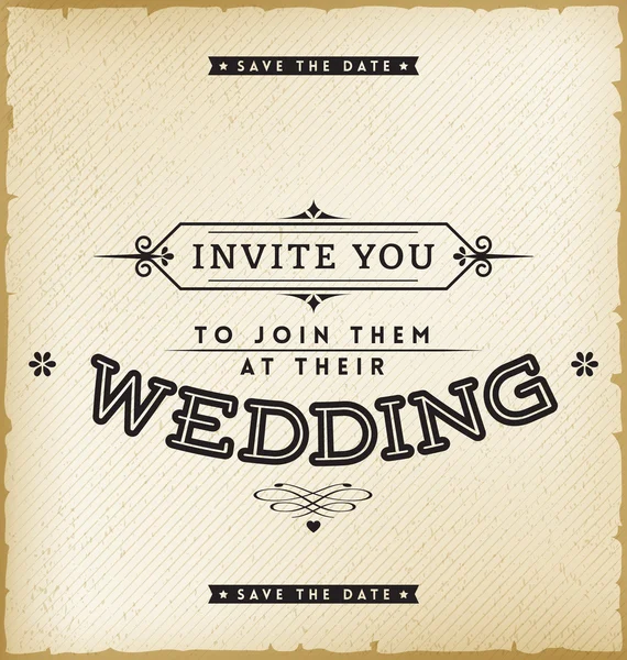 Invitación de boda vintage — Vector de stock