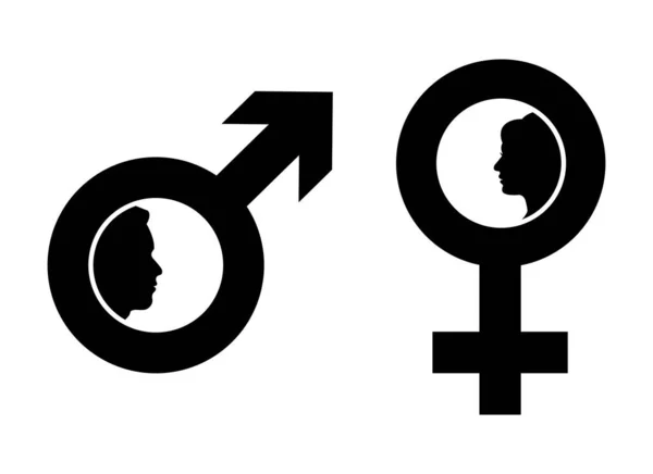 Ikon Pria Dan Wanita Memberi Isyarat Ikon Gender Gambar Berdasarkan - Stok Vektor