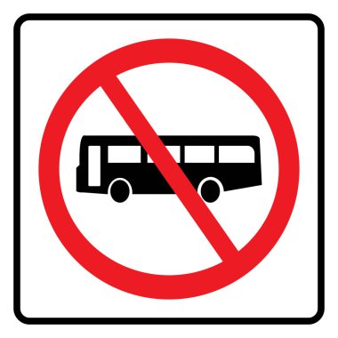 Beyaz arkaplanda otobüs durağı işareti yok. Girmek yasak, otobüs geçidi.