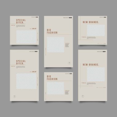 Sosyal ağ hikayeleri ve gönderileri için modaya uygun bir şablon, vektör illüstrasyonu. Sosyal medya için özgeçmiş tasarla