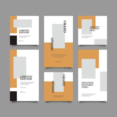 Asgari sosyal medya paylaşımı ve hikaye tasarımı. Sosyal medya paylaşımı, haber ve internet reklamları için uygun. Fotoğraf kolajlı vektör