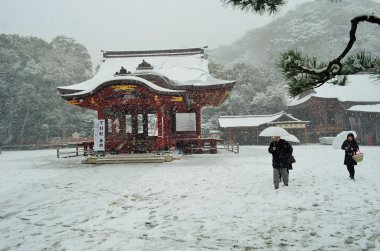 Kış Kamakura, Japonya.