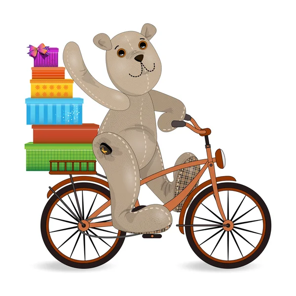 De beer op een bike2 — Stockvector