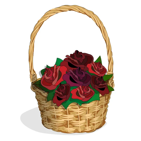 Rosas de mimbre cesta 1 — Archivo Imágenes Vectoriales