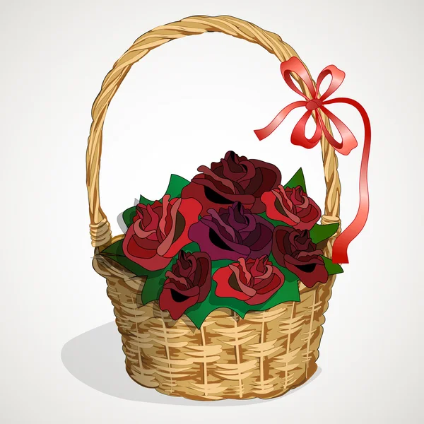 枝編み細工品バスケット roses2 — ストックベクタ