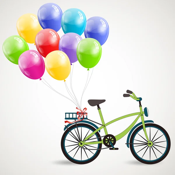 Two-wheeled bike with bright balloons1 — Stock Vector