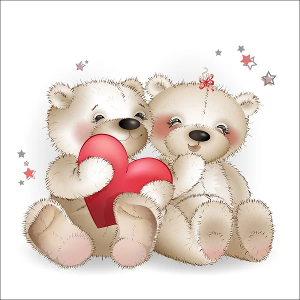 Orso con cuore — Vettoriale Stock