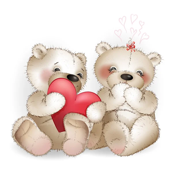 Orso con cuore — Vettoriale Stock