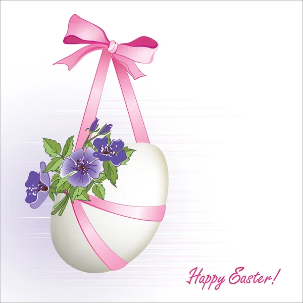 Velikonoční vajíčko s květin a ribbons4 — Stockový vektor