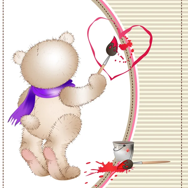 Urso desenha um coração4 — Vetor de Stock