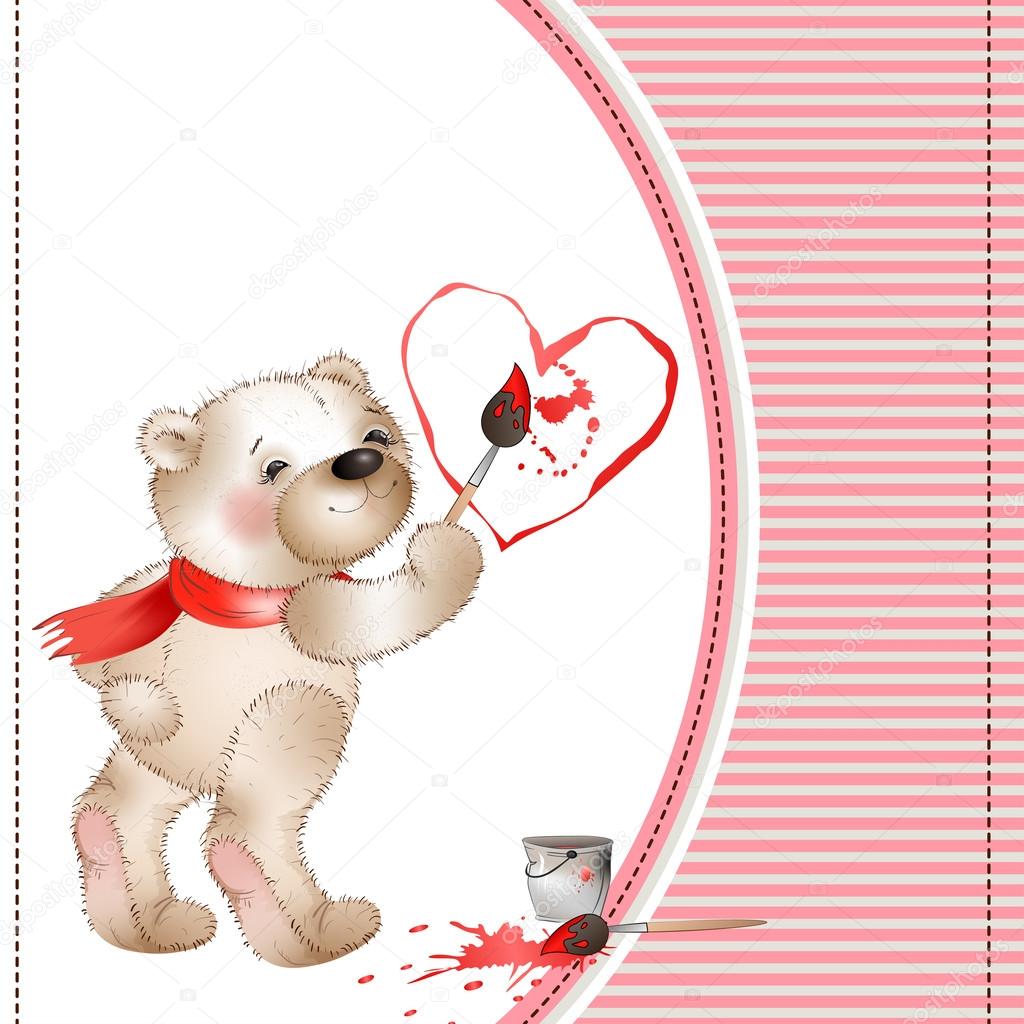 Bear draws a heart2