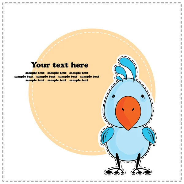 Blue cockatoo parrot, greeting card, vector illustration — Stock Vector