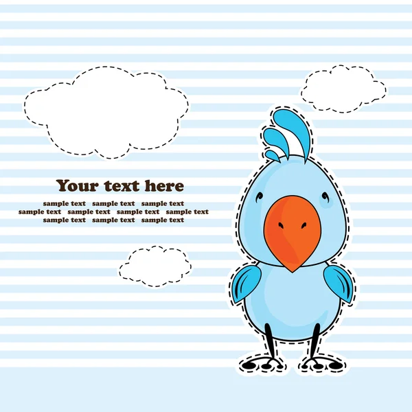 Голубой попугай-какаду, поздравительная открытка, векторная иллюстрация — стоковый вектор