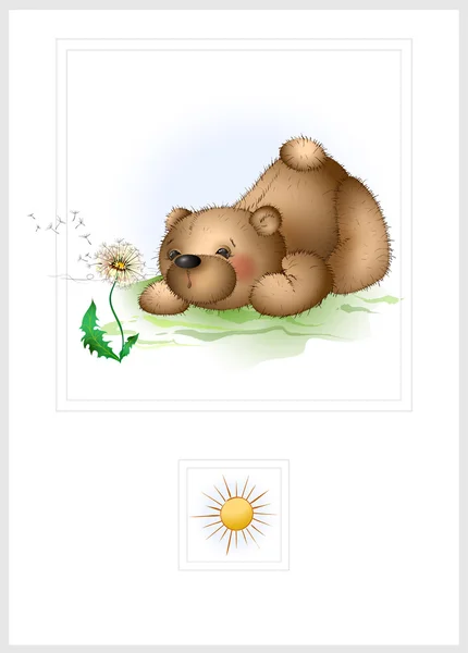 泰迪熊和蒲公英 — 图库矢量图片