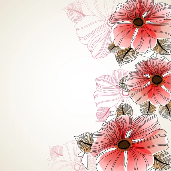 Hermoso fondo floral de amapolas — Vector de stock