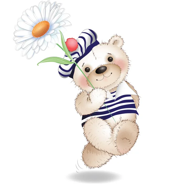 Teddy bear sailor on a white background — Stock Vector