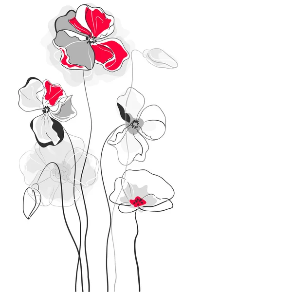ケシの花の美しい背景 — ストックベクタ