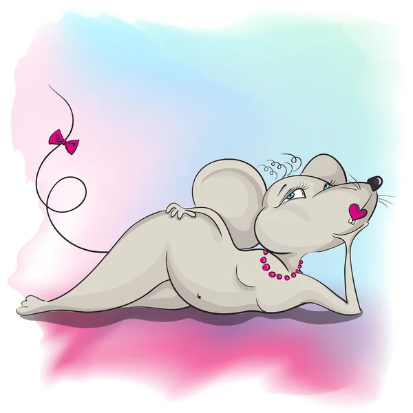 Sexy ratón mentiras y sueños — Vector de stock