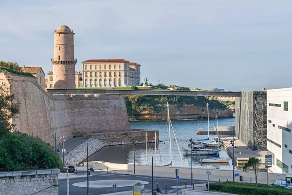 Marsella Francia Noviembre 2019 Zona Portuaria Histórica Con Paseo Marítimo —  Fotos de Stock