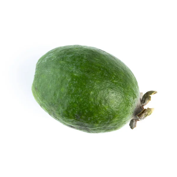 Fruta Feijoa Madura Fresca Sobre Fundo Branco Close Isolado Vista — Fotografia de Stock