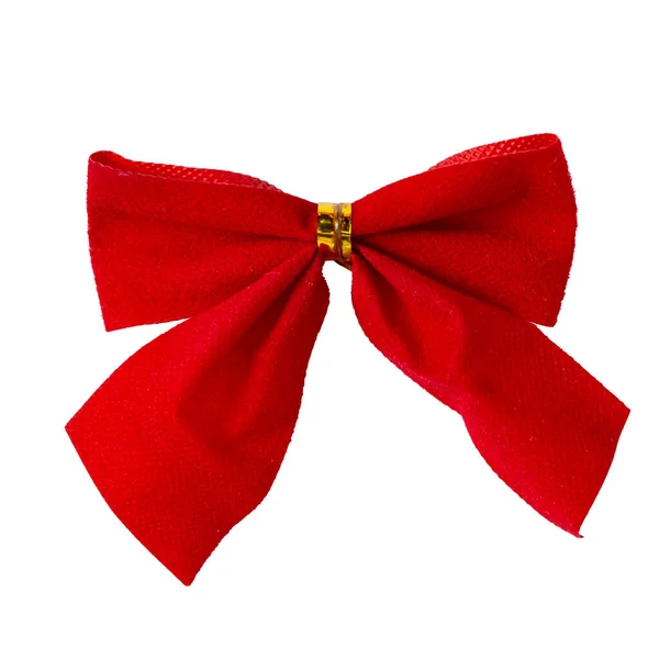 Christmas Red Decorative Bow White Background Isolate — Stock Photo, Image