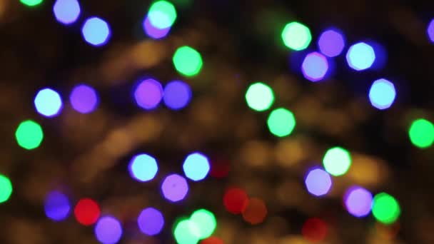 Lumières Floues Guirlande Noël Bokeh Sur Fond Doré Fête Toile — Video