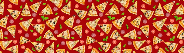 Pizza Modello Ampio Concetto Uno Striscione Volantino Ristorante Fast Food — Foto Stock