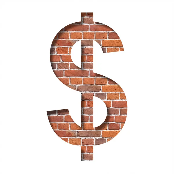 Lettertypen Bakstenen Textuur Dollar Money Symbool Uit Papier Gesneden Een — Stockfoto