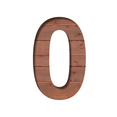 Tahtadaki yazı tipi. Sıfır rakamı, 0, tahta bir duvarın arka planına karşı kağıttan kesilmiş. Ses düzeyi beyaz yazı tipleri ayarlandı