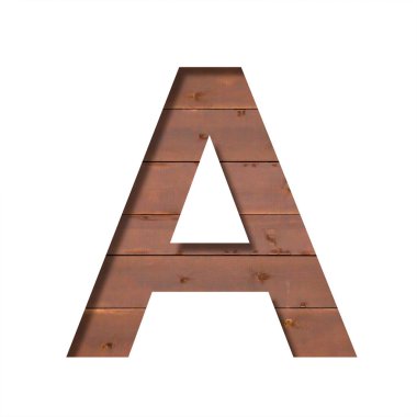 Ahşap tahtaların dokusundaki yazı tipi. A harfi, gerçek bir rustik ahşap duvarın arka planında kağıttan kesilmiş. Ses düzeyi beyaz yazı tipleri alfabe kümesi