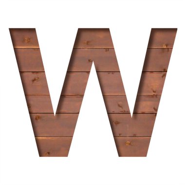 Ahşap tahtaların dokusundaki yazı tipi. W harfi, gerçek Rustik ahşap duvarının arka planında kağıttan kesilmiş. Ses düzeyi beyaz yazı tipleri alfabe kümesi
