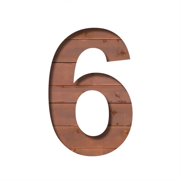 Písmo Tabulích Číslice Šest Šest Vyřezána Papíru Pozadí Dřevěné Stěny — Stock fotografie