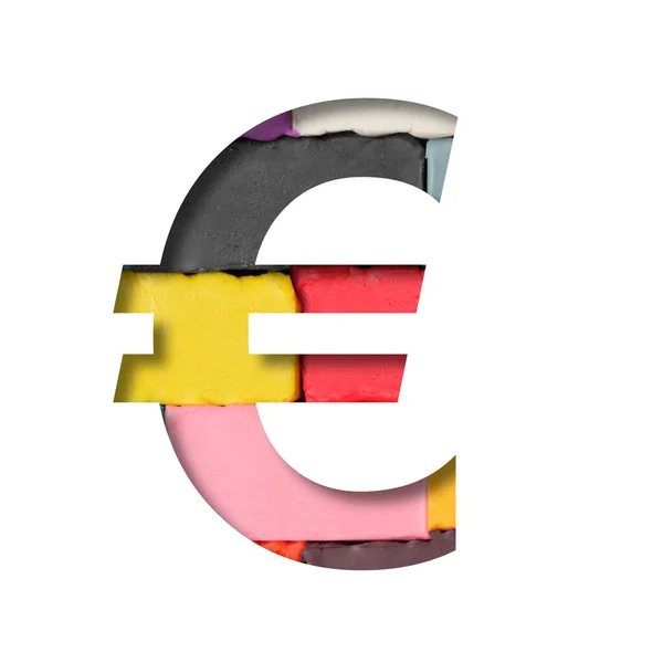 Caratteri Multicolori Plastilina Simbolo Denaro Euro Tagliato Carta Uno Sfondo — Foto Stock