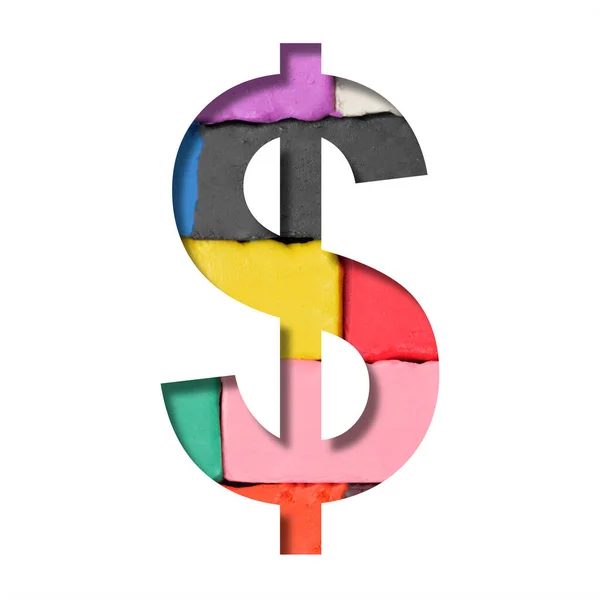 Fonte Plasticina Multicolorida Símbolo Dinheiro Dólar Cortado Papel Contexto Partes — Fotografia de Stock