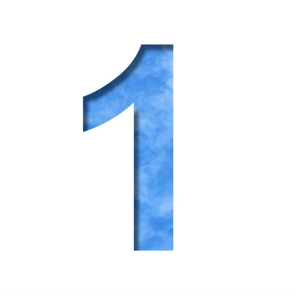Шрифт Синьому Небі Цифра Перша Вирізана Паперу Тлі Яскравого Блакитного — стокове фото