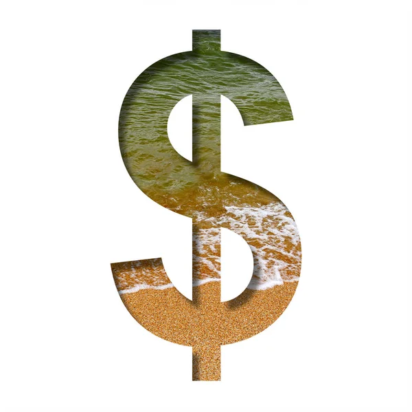 Zee Kust Lettertype Dollar Money Business Symbool Gesneden Uit Papier — Stockfoto