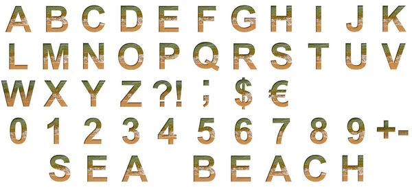 Морський Шрифт Alphabet Letter Abcdefghijklmnopqrstuvxyz Цифри 1234567890 Вирізані Паперу Задньому — стокове фото