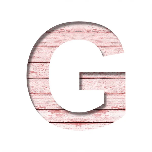 古い塗料でボード上のフォント Gという文字はピンクの絵具で古い板紙の素朴な背景に切り取られています 装飾フォントのセット — ストック写真