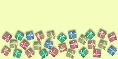 Açık sarı arkaplan görünümlü kutular, metin için yer, düz uzanma.