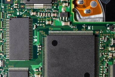 dijital mikro devreleri olan elektronik dijital kart üst görünümü