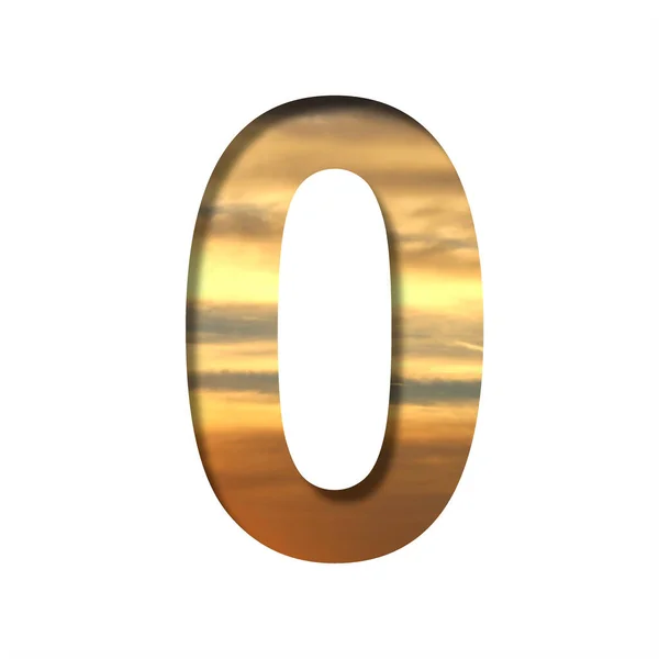 Lettertype Sunset Sky Het Cijfer Nul Uit Papier Gesneden Achtergrond — Stockfoto
