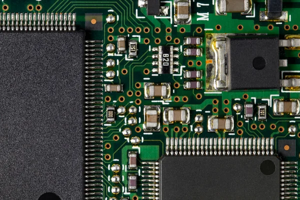 Microprocessors Microcontrollers Electronic Printed Circuit Board Digital Microcircuits Top View Stock Image