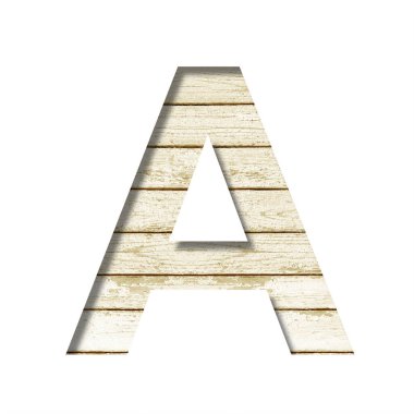 Kalas duvar yazı tipi. A harfi eski bir tahta duvarda soluk boyayla kesilmiş. Tahtadaki dekoratif yazı tipleri..