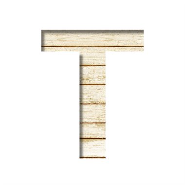 Kalas duvar yazı tipi. T harfi, eski bir tahta duvarda solmuş boyayla kağıttan kesilmiş. Tahtadaki dekoratif yazı tipleri..