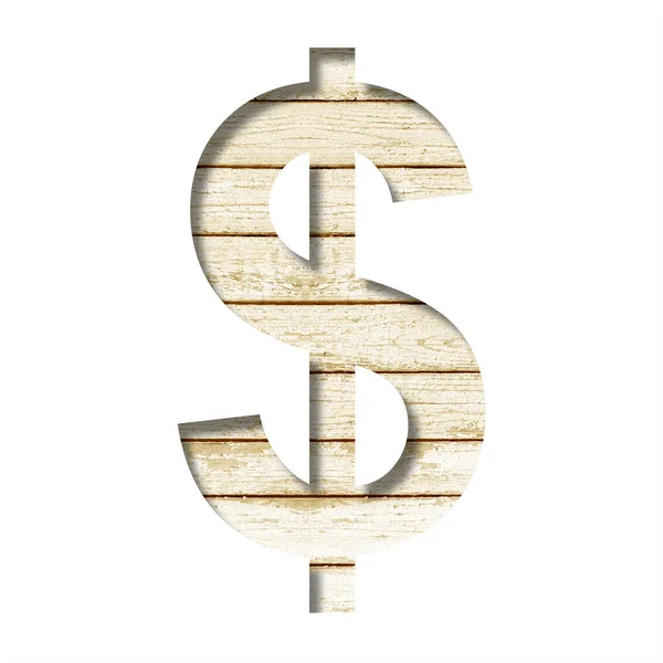 Plank Wall Font Dollar Money Business Symbol Cut Out Paper — Stock Photo, Image