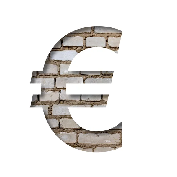 Font Vit Tegelsten Euro Money Business Symbol Skuren Från Vitt — Stockfoto